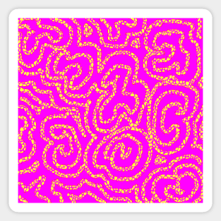 Textured Yellow Doodle on Bright Pink Abstract Sticker